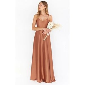 Show Me Your Mumu Faith Maxi Dress Copper Luxe Satin XXL